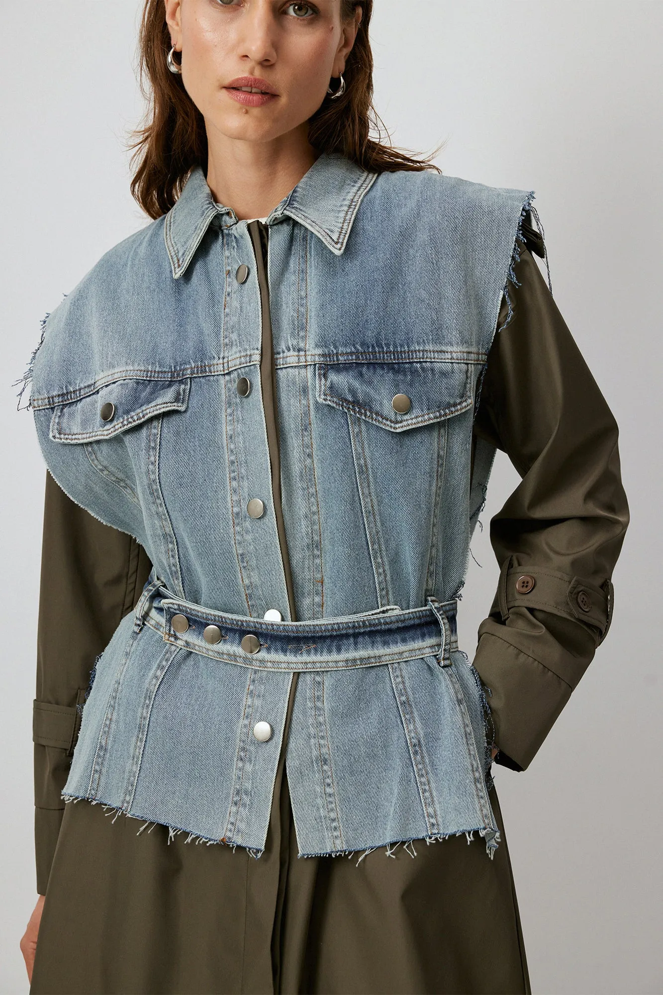 DENIM DETAILED TRENCHCOAT