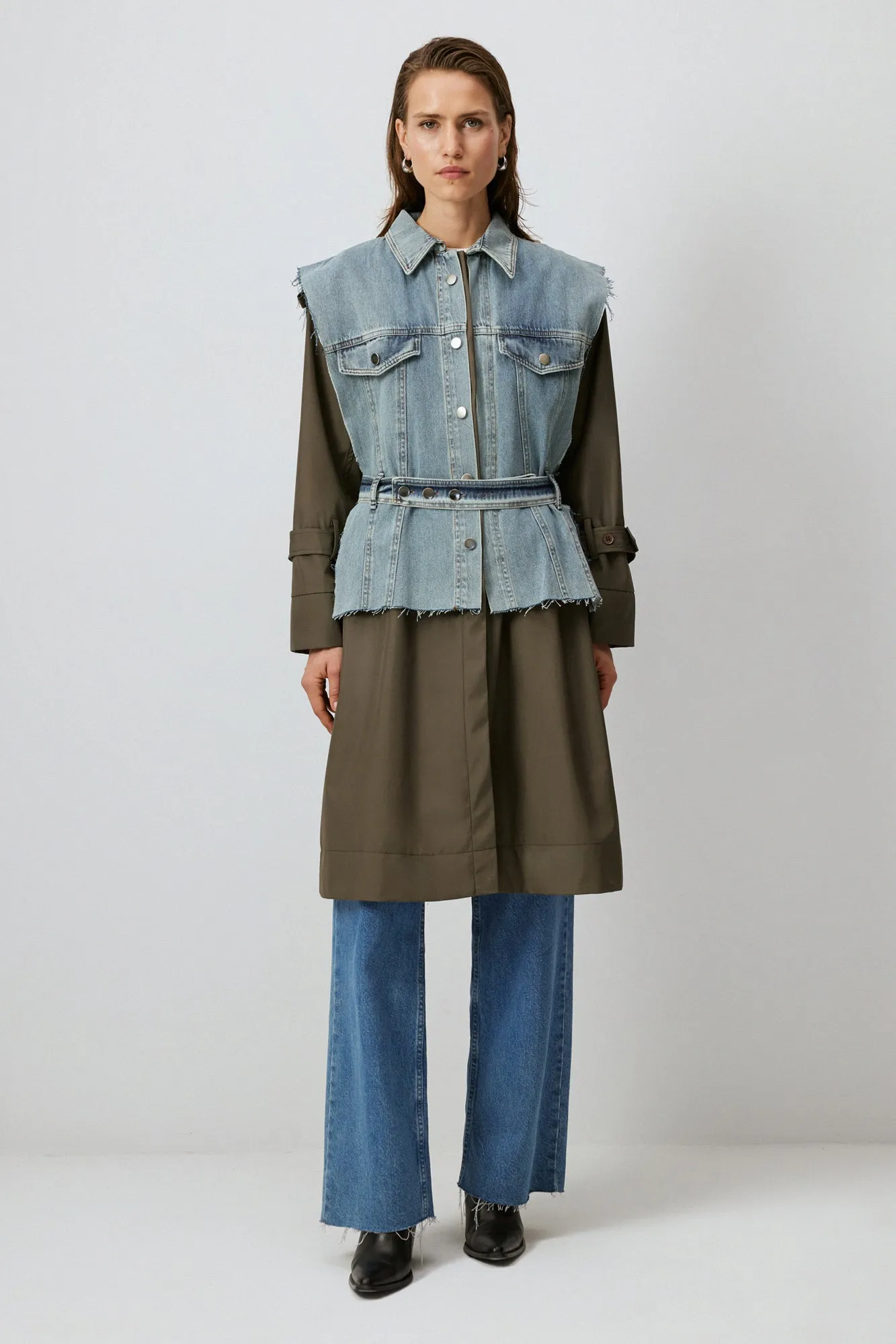 DENIM DETAILED TRENCHCOAT