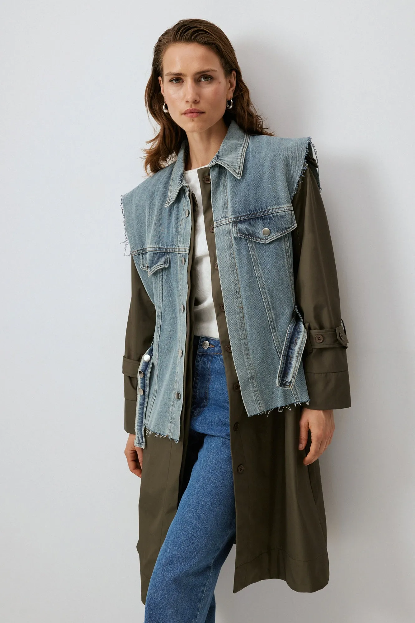 DENIM DETAILED TRENCHCOAT