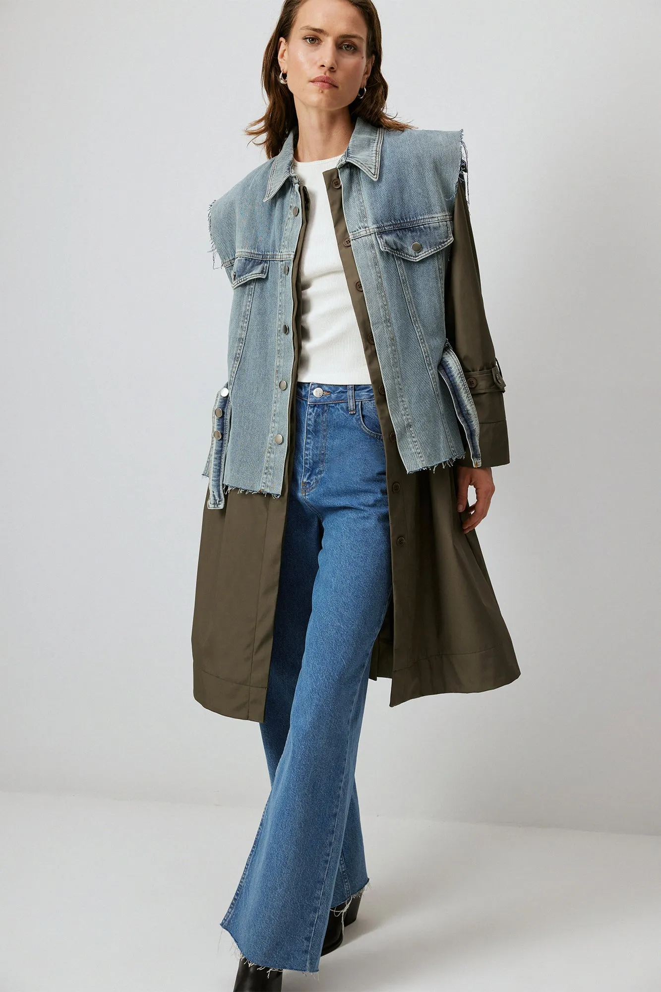 DENIM DETAILED TRENCHCOAT