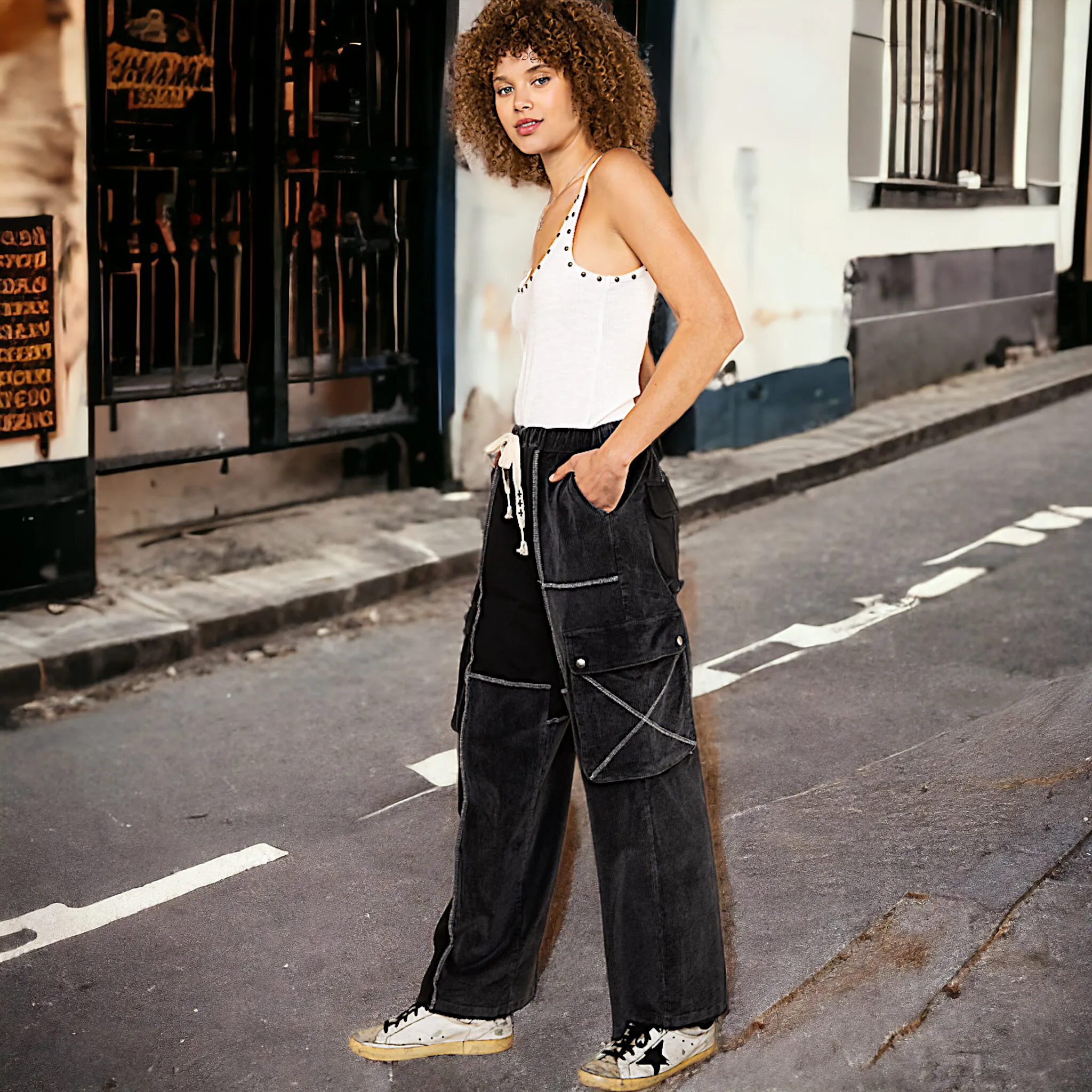 Drawstring Cargo Pants