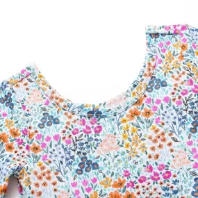 Early Grey - Bamboo Twirl Dress - Teal Wildflowers
