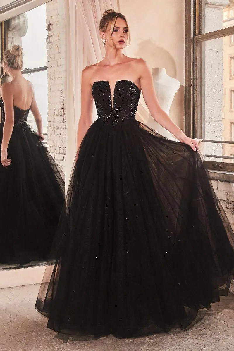 Eternity Prom Dress Tulle & Sequin Gown 740217ER-Black LaDivine CD0217 Cinderella Divine CD0217