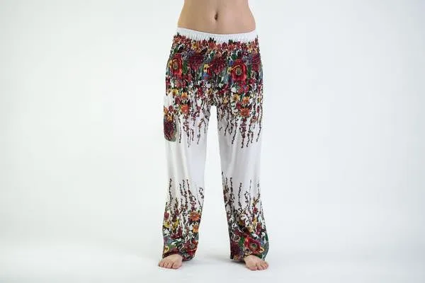 Floral Harem Pants in White
