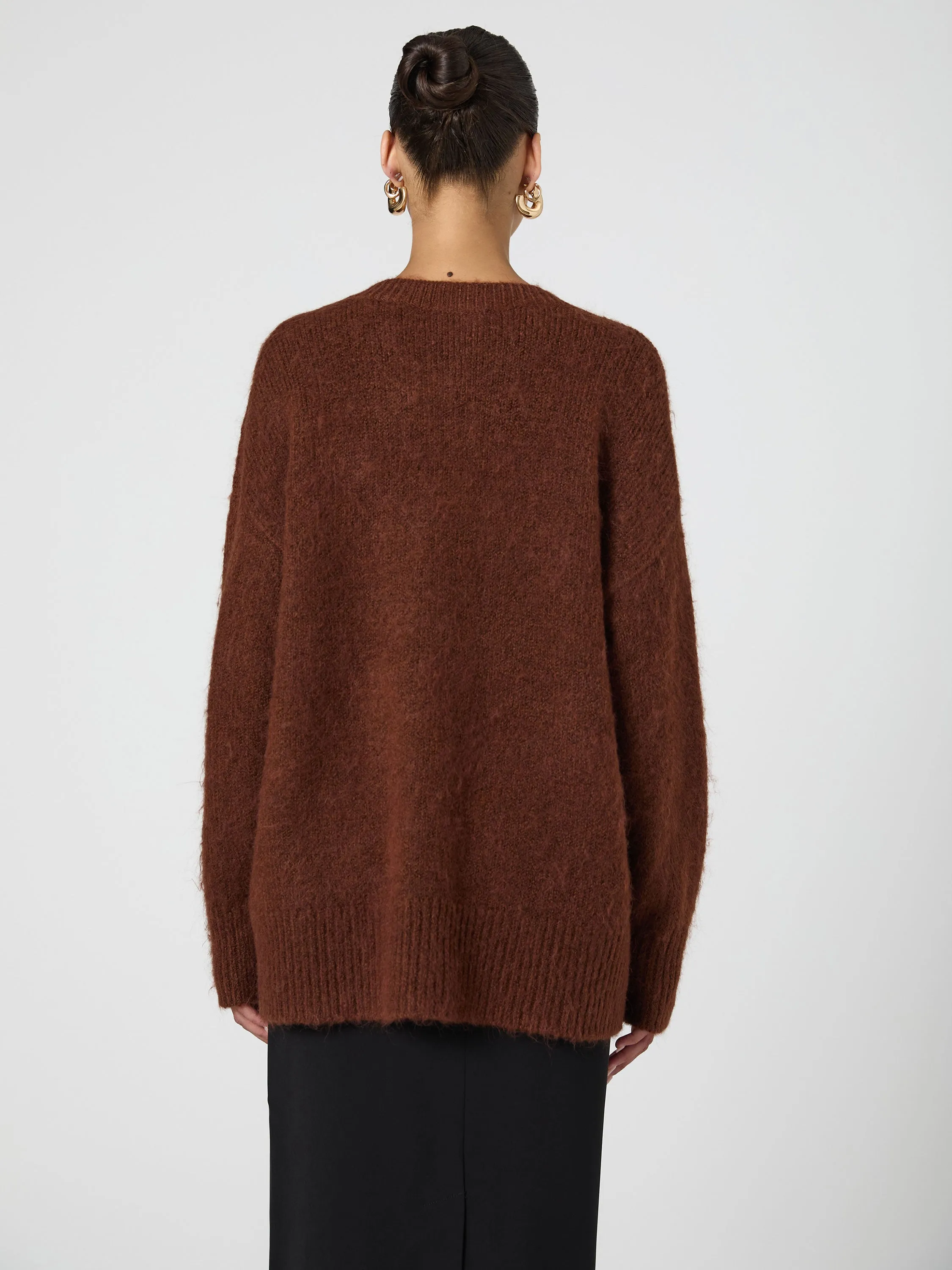 Fluffy Knit V Neck Oversized Sweater
