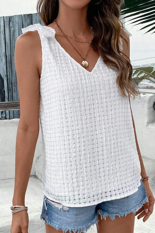 Gia Gingham Bow Shoulder Tank Top