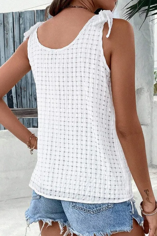 Gia Gingham Bow Shoulder Tank Top