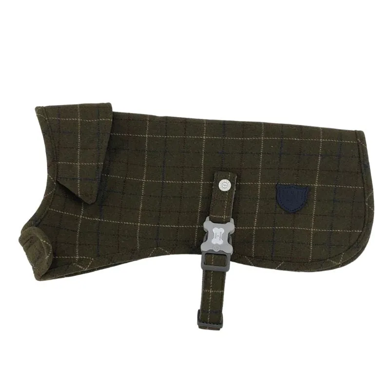 Green Checked Tweed Dog Coat
