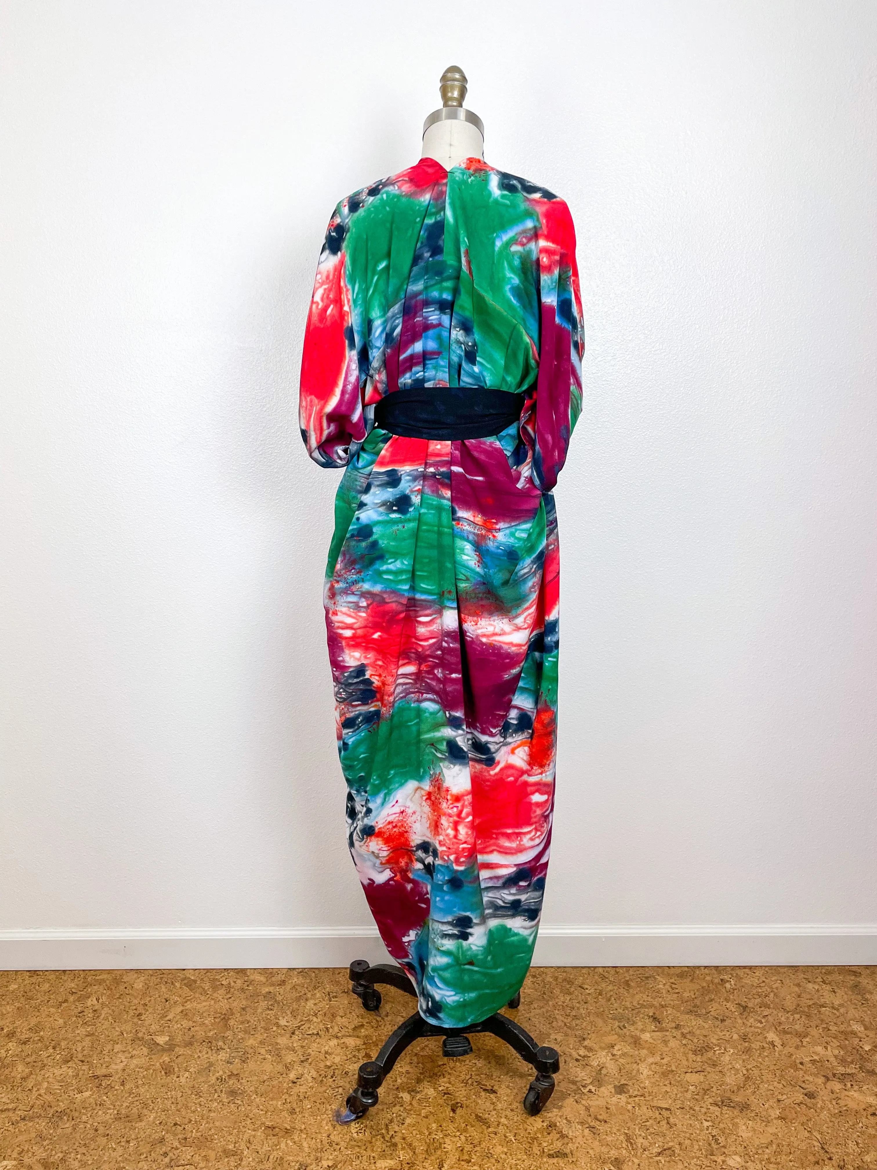Hand-Dyed High Low Kimono Jewel Tones Watercolor