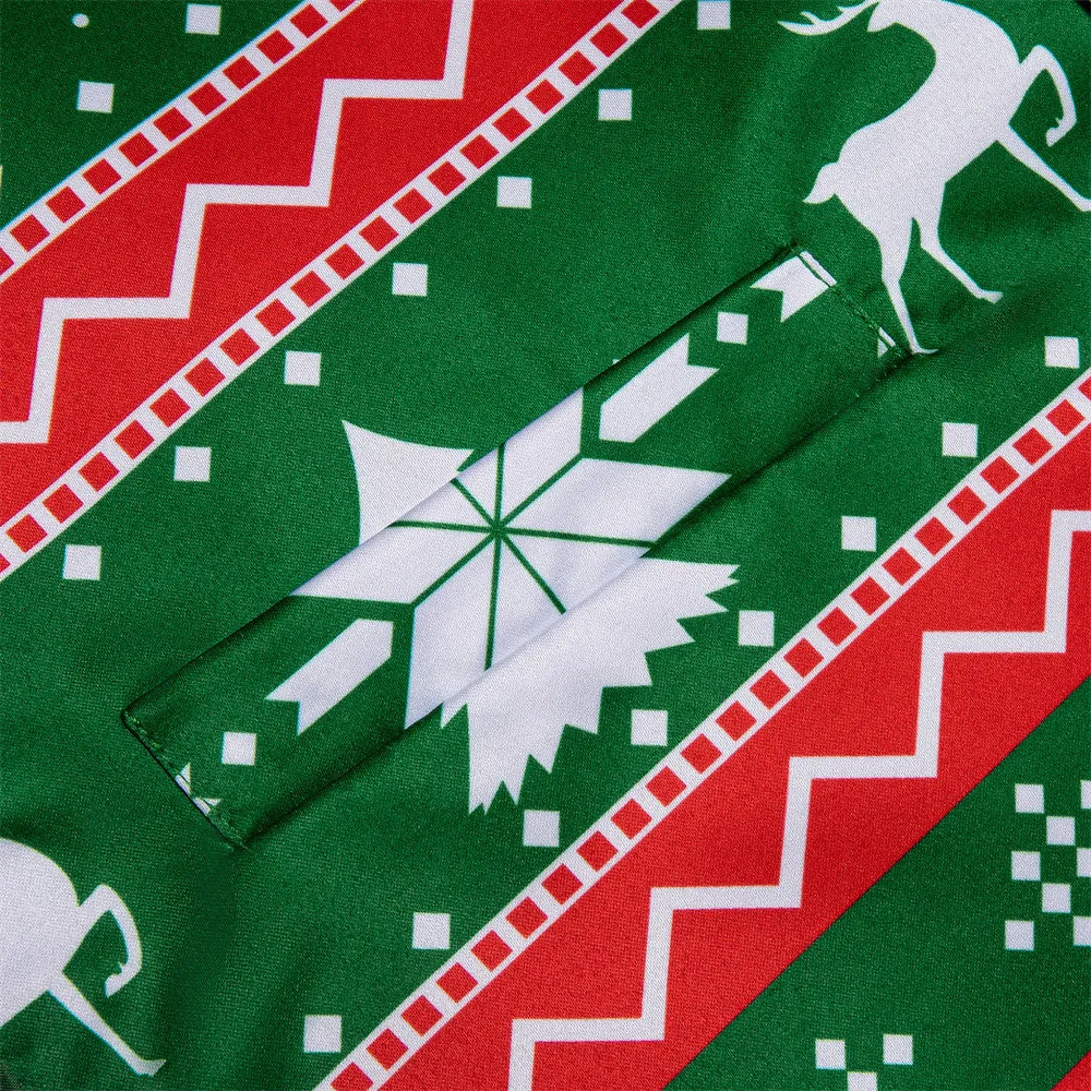 Hi-Tie Mens Waistcoat Green Red Christmas Elements Vest Necktie Set