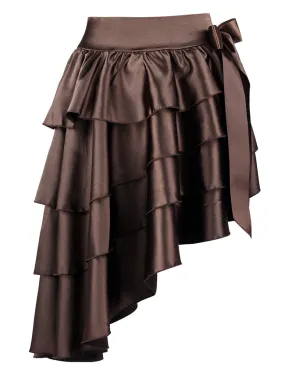 High-low Steampunk Satin Layered Skirt for Dance Party