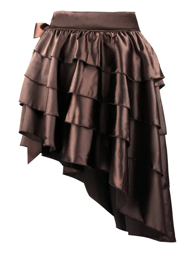 High-low Steampunk Satin Layered Skirt for Dance Party