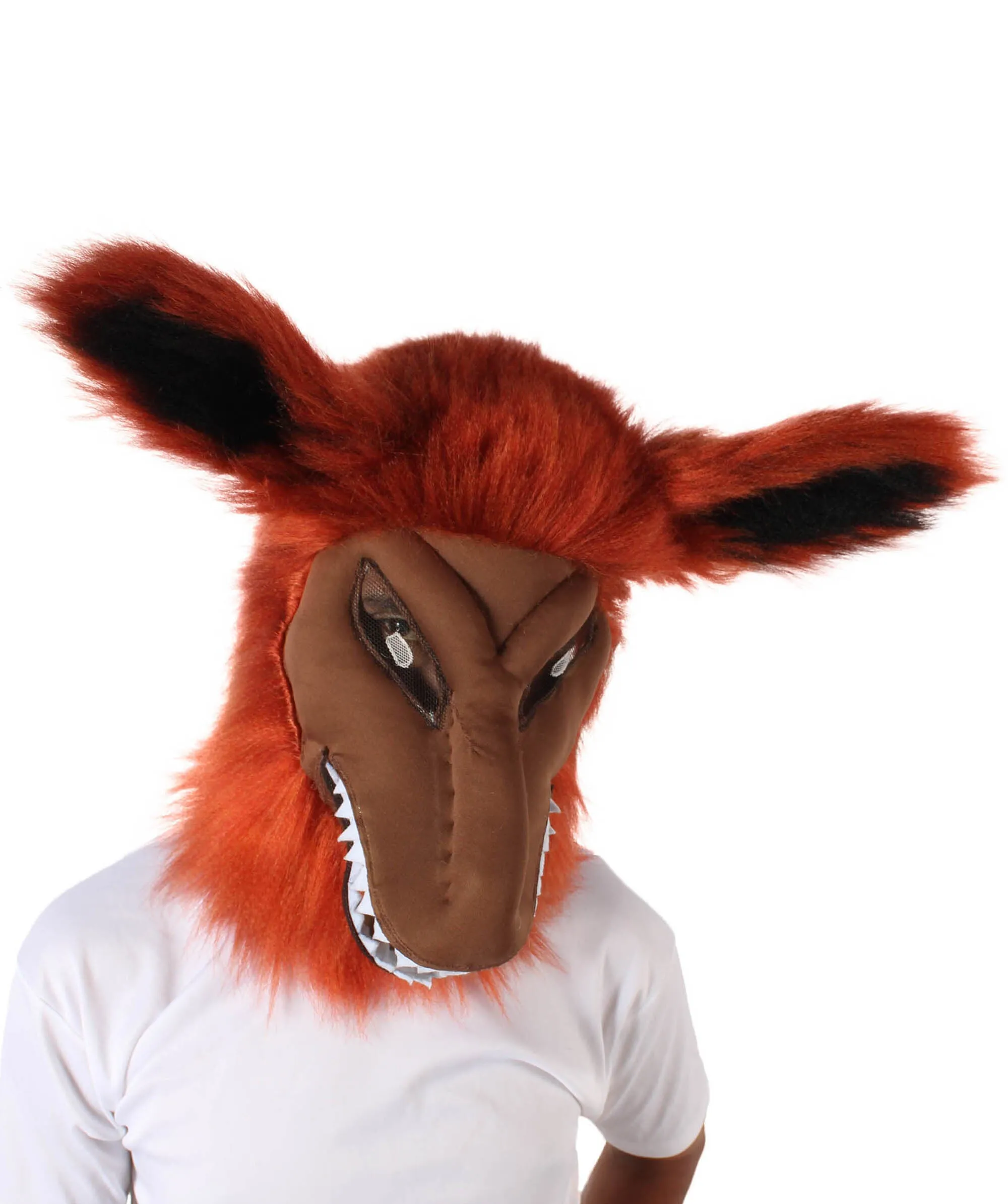 HPO Adult Unisex Orange Furry Anime Tailed Monster Mask| Best for Halloween and Cosplay| Flame-retardant Synthetic Fiber
