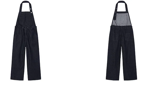 I'M ONE Women's retro casual tide cool adjustable hanging neck denim jumpsuit summer new