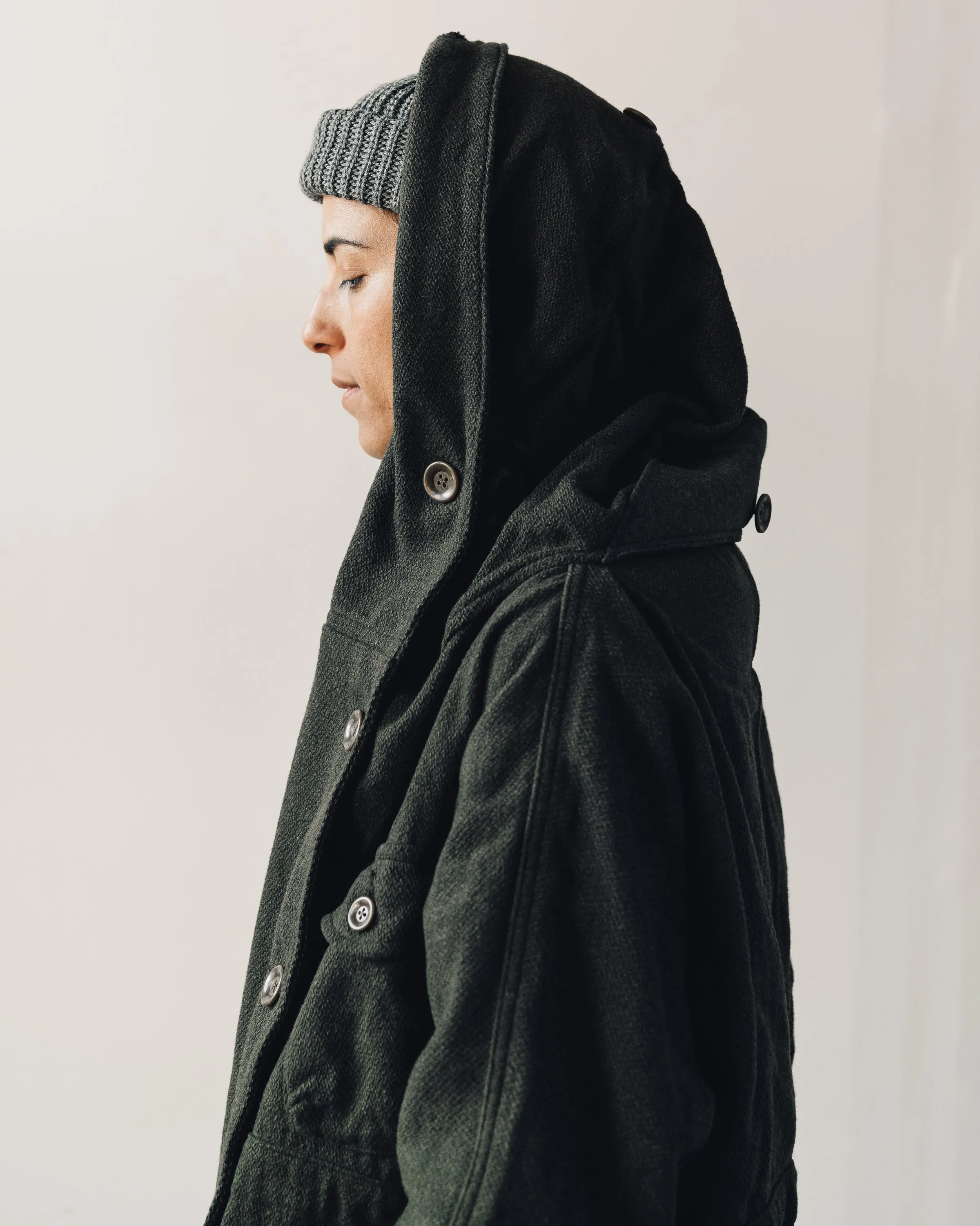 Kapital Vintage Melton Wool Ring Coat, Khaki Green