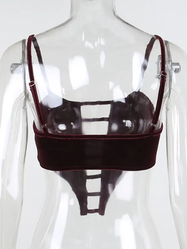 KittenAlarm - Boots Hollow Out Velvet Corset Top