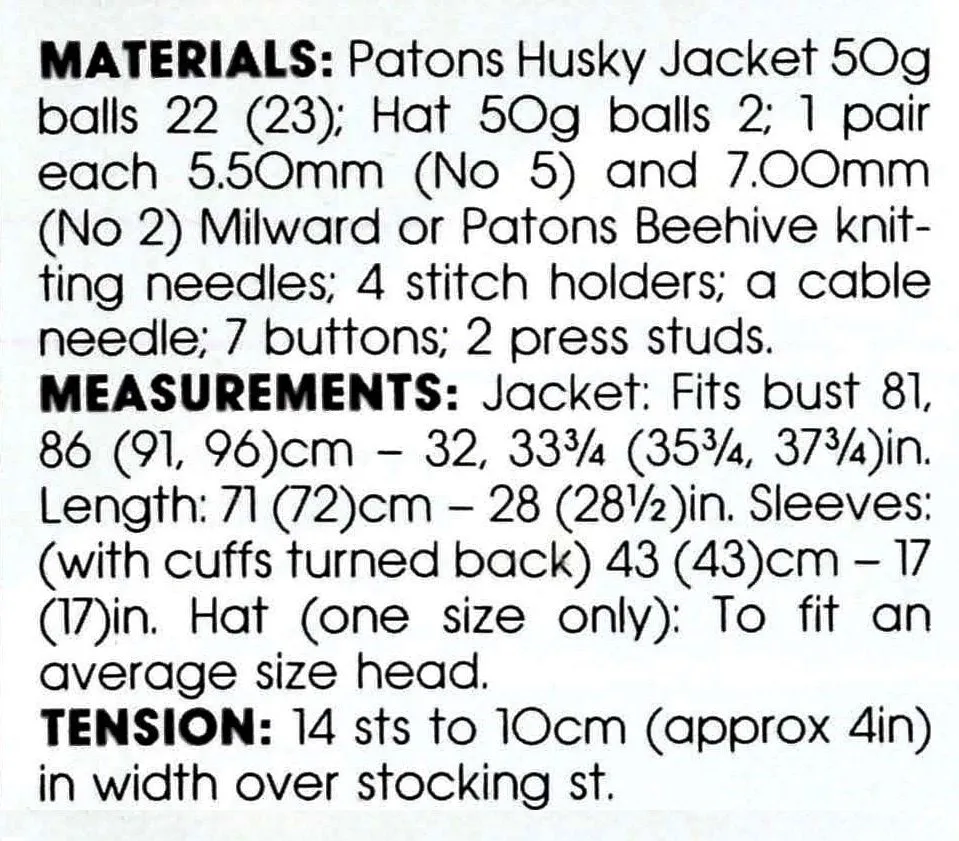 Knitted Jacket and Hat Pattern, Ladies Cardigan, Digital Pattern