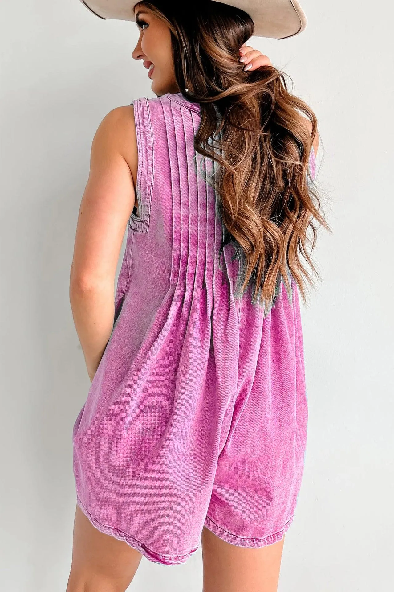 Ladies Tie Front V Neck Sleeveless Denim Jumpsuit 9025
