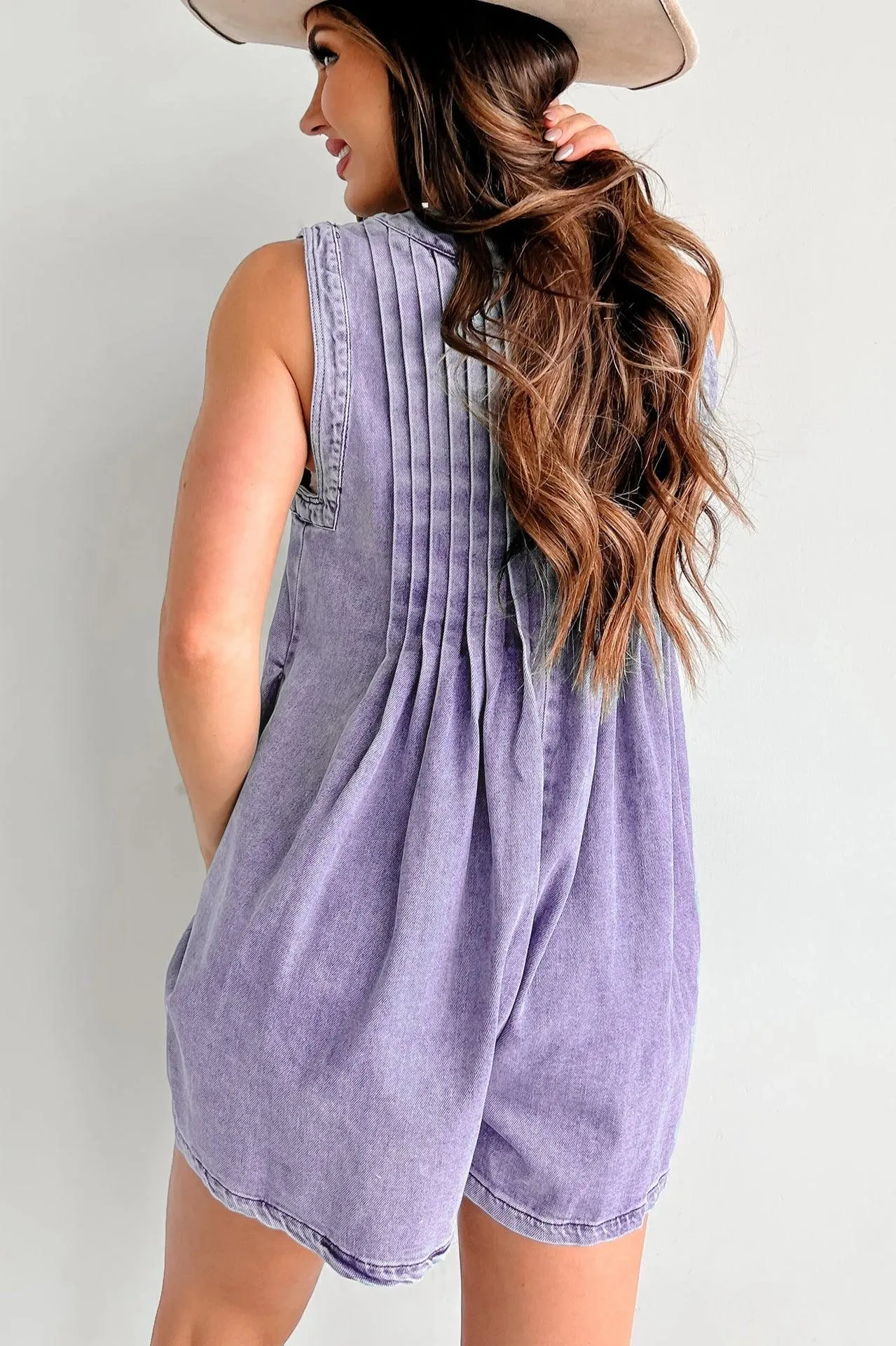 Ladies Tie Front V Neck Sleeveless Denim Jumpsuit 9025