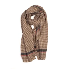 Large "Philby" wool & angora stole, Natural houndstooth check