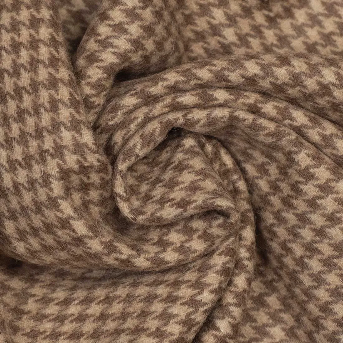 Large "Philby" wool & angora stole, Natural houndstooth check