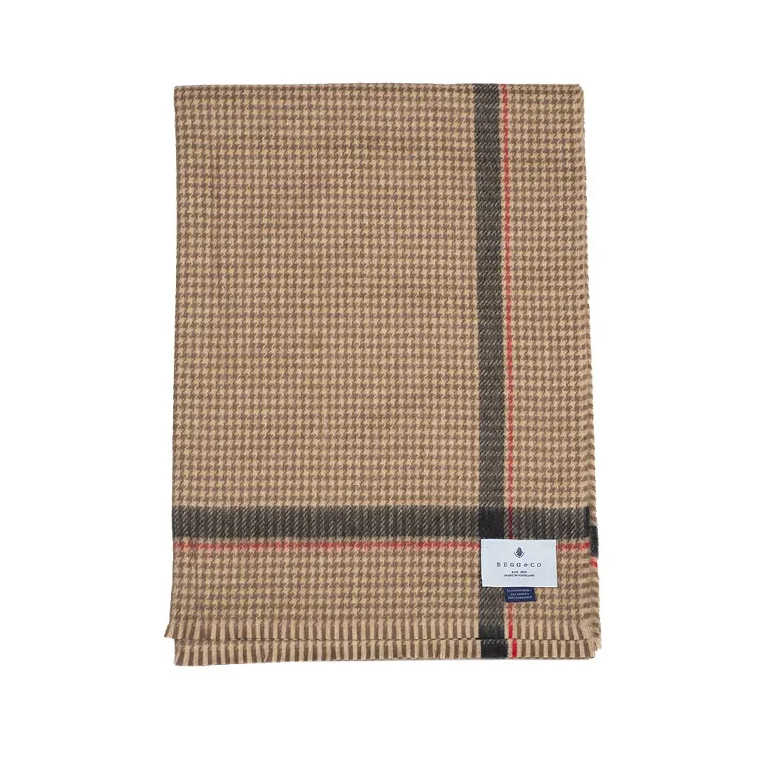 Large "Philby" wool & angora stole, Natural houndstooth check