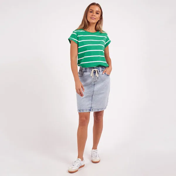 Manly Stripe Tee - Bright Green   White