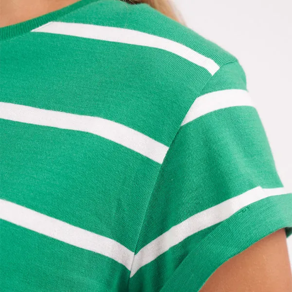 Manly Stripe Tee - Bright Green   White