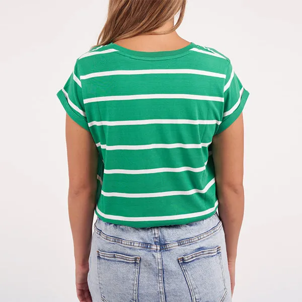 Manly Stripe Tee - Bright Green   White