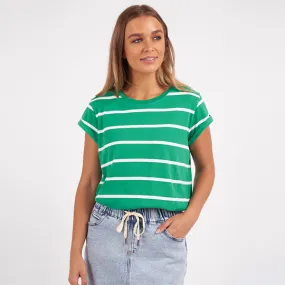 Manly Stripe Tee - Bright Green   White