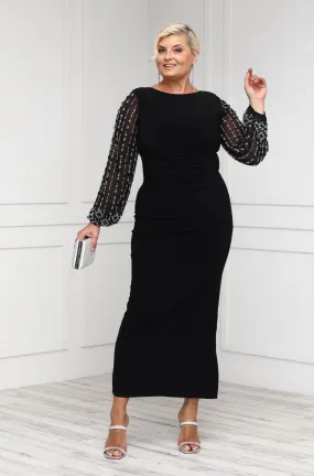 Marina Women's Beaded Sleeve  Long Formal Gown- Mother of the Groom Dress
