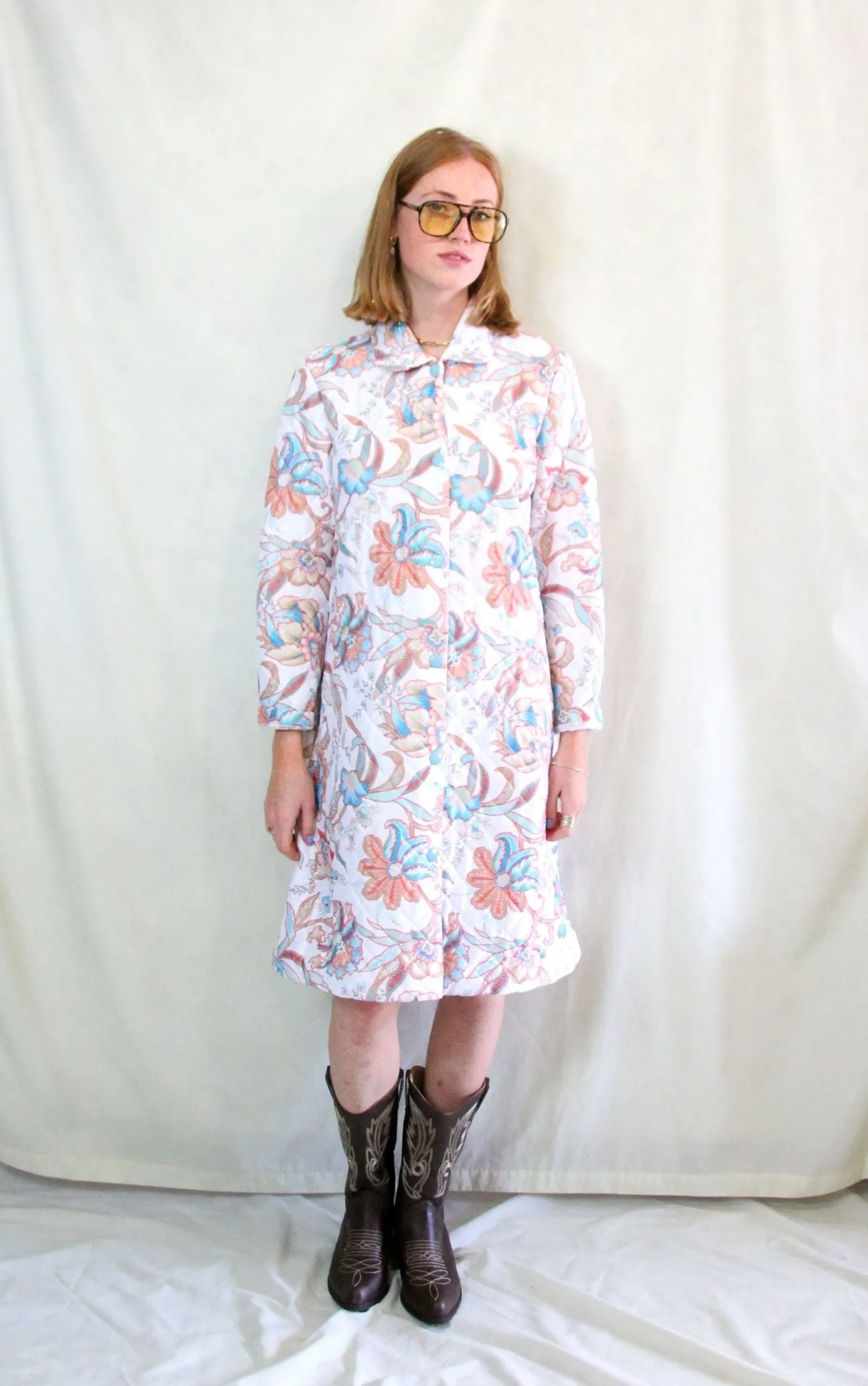 Quilted 1970's Coat Dress