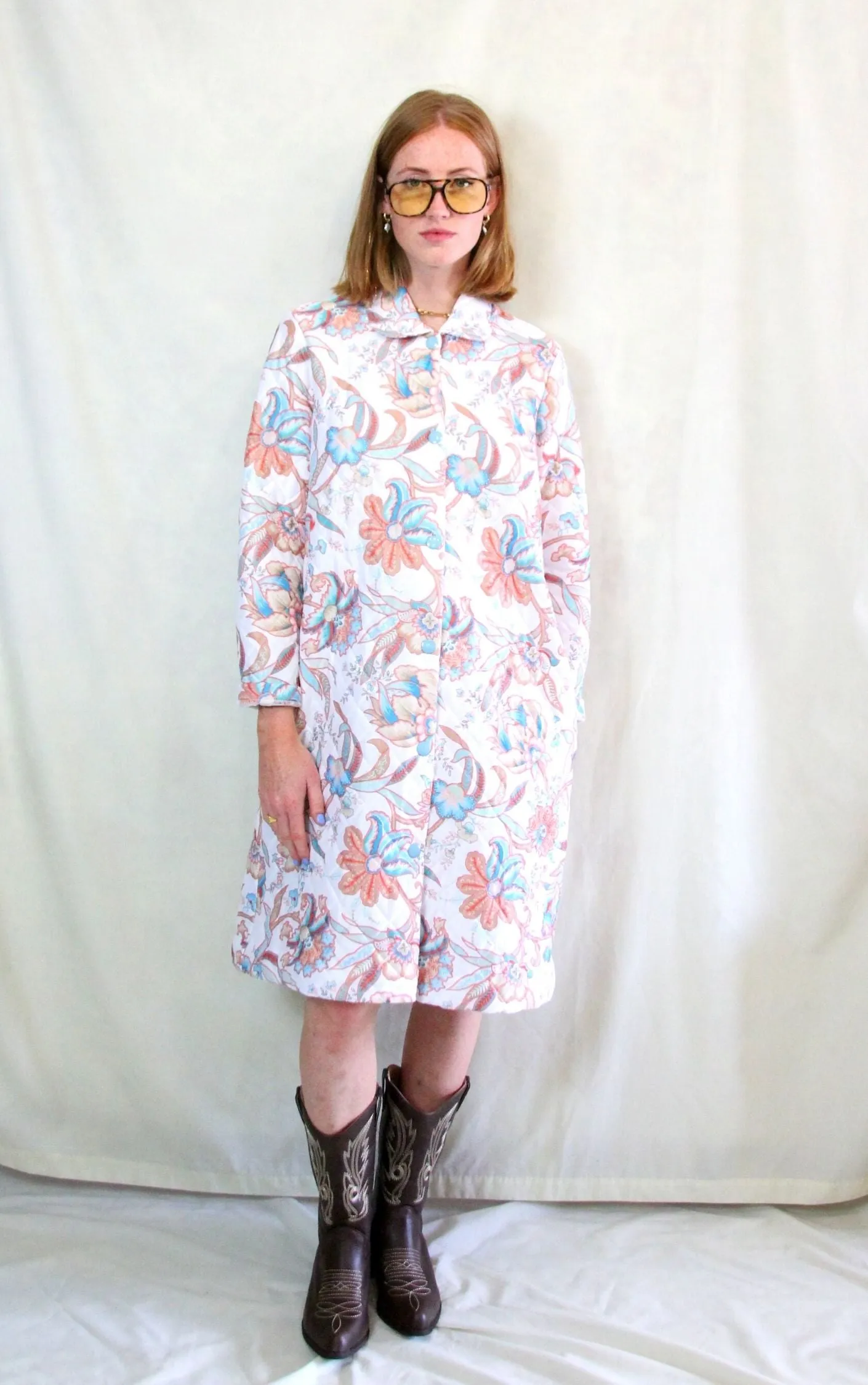 Quilted 1970's Coat Dress