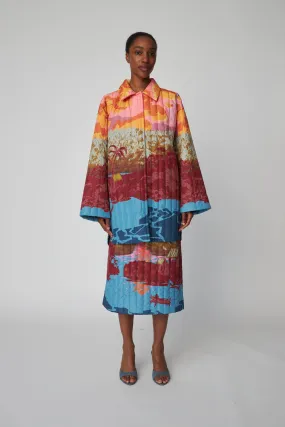 Quilted Landscape Coat - Sunshine Orange