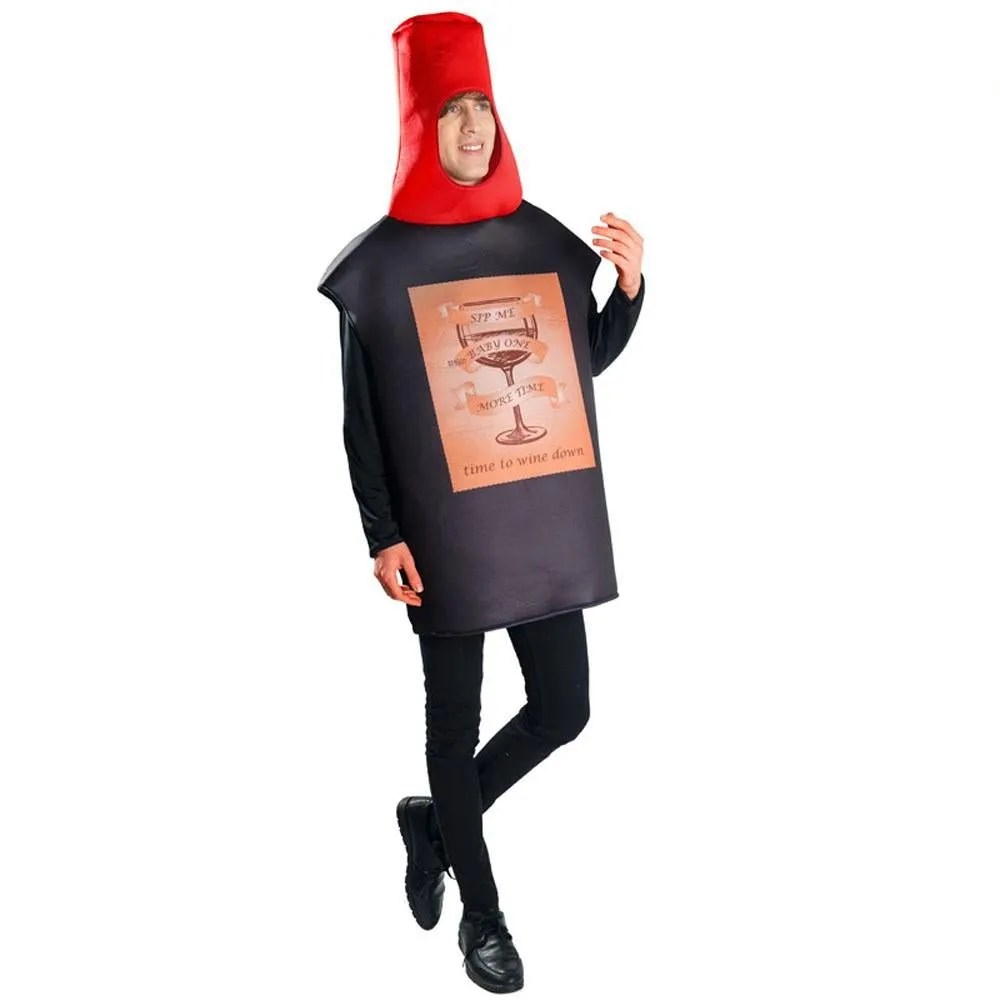 Red Wine Bottle Cheese Adult Couples Funny Party Costume For Women Men