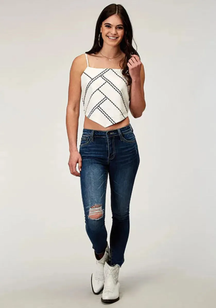 Roper Embroidered Bandana (White) - Women's Tank