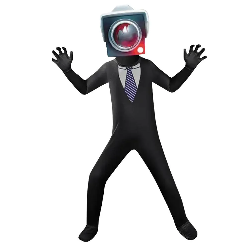 Skibidi Toilet Party Bodysuits Titan TV Jumpsuit Men Cosplay Costume For Kids Adult