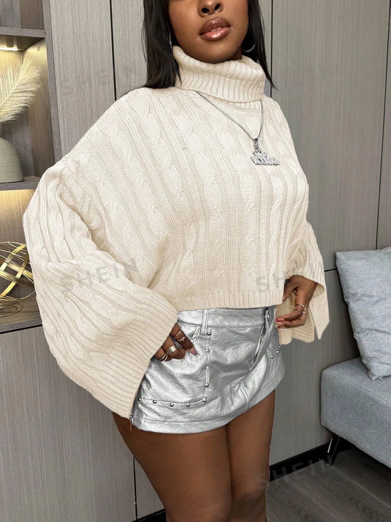 Slayr Women's Solid Color Turtleneck Casual Versatile Long Sleeve Sweater