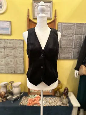 Soft Moonlight Velvet Deep V Neck Button Front Vest