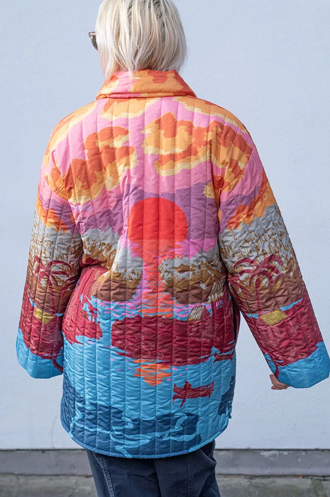 Stella Nova Quilted Sunshine Orange Landscape Coat