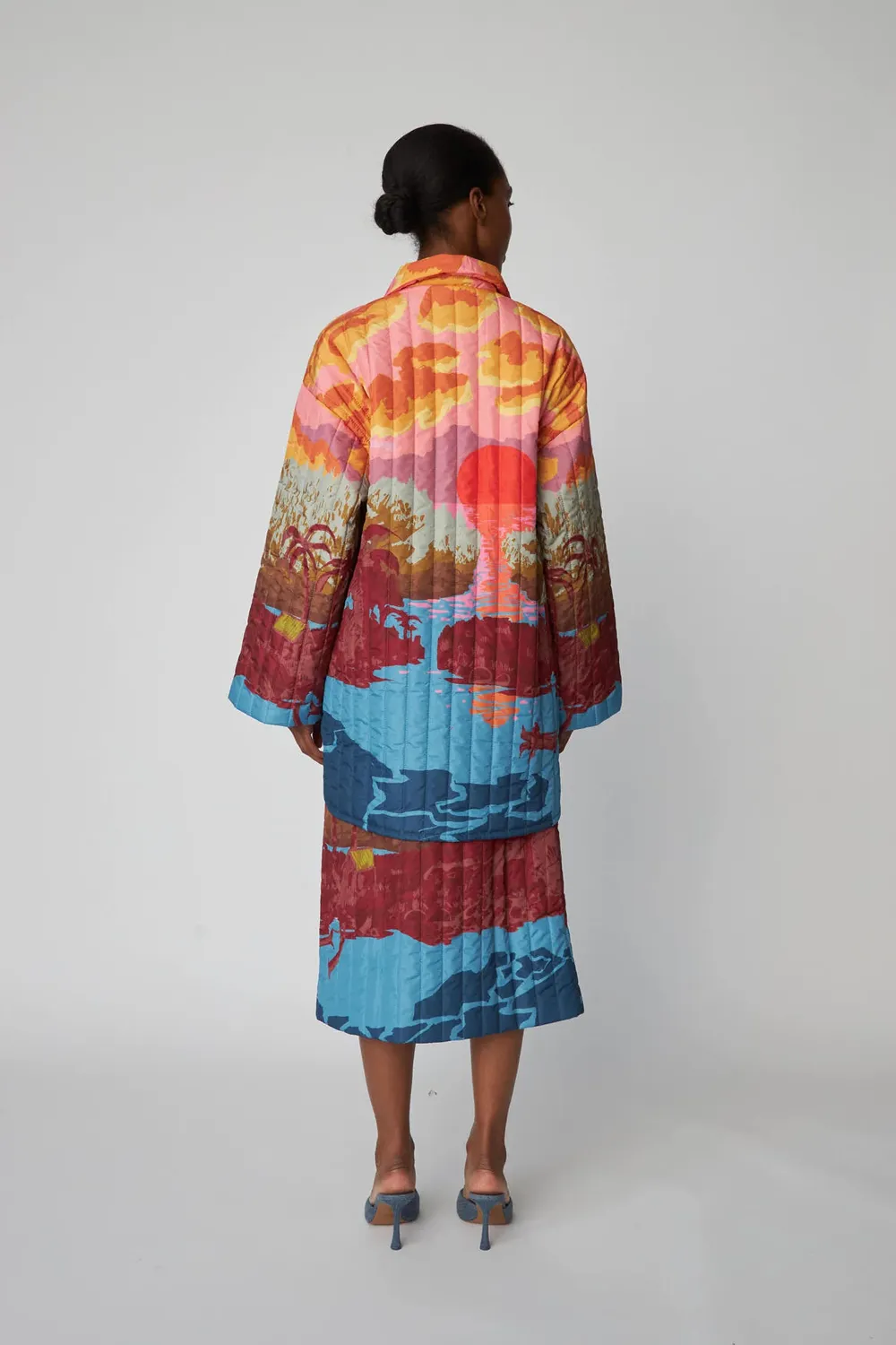 Stella Nova Quilted Sunshine Orange Landscape Coat