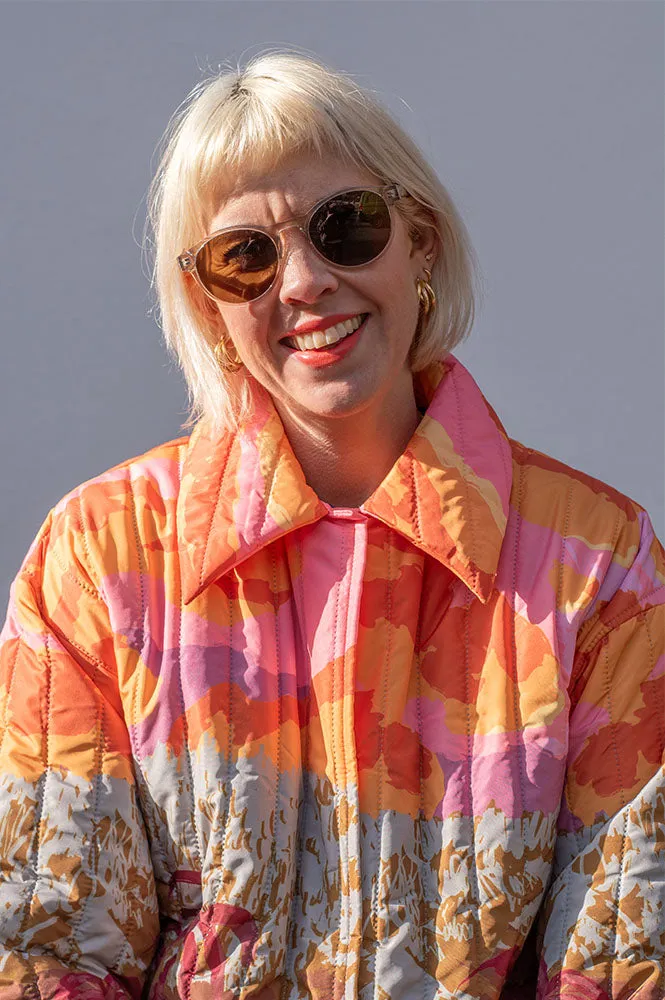 Stella Nova Quilted Sunshine Orange Landscape Coat