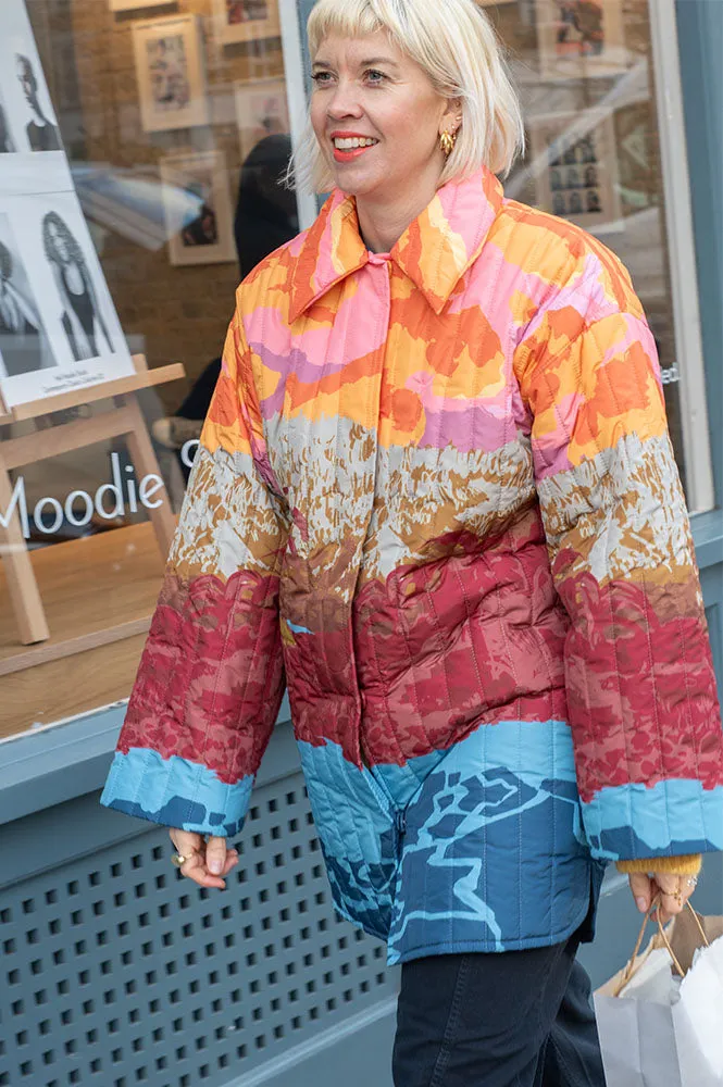Stella Nova Quilted Sunshine Orange Landscape Coat