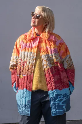 Stella Nova Quilted Sunshine Orange Landscape Coat
