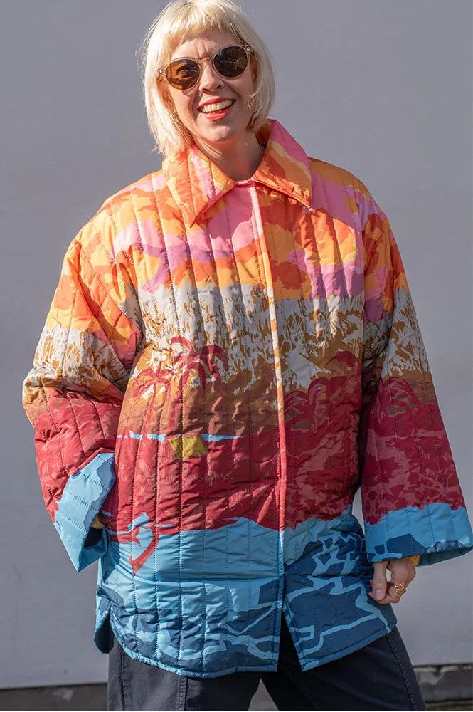 Stella Nova Quilted Sunshine Orange Landscape Coat