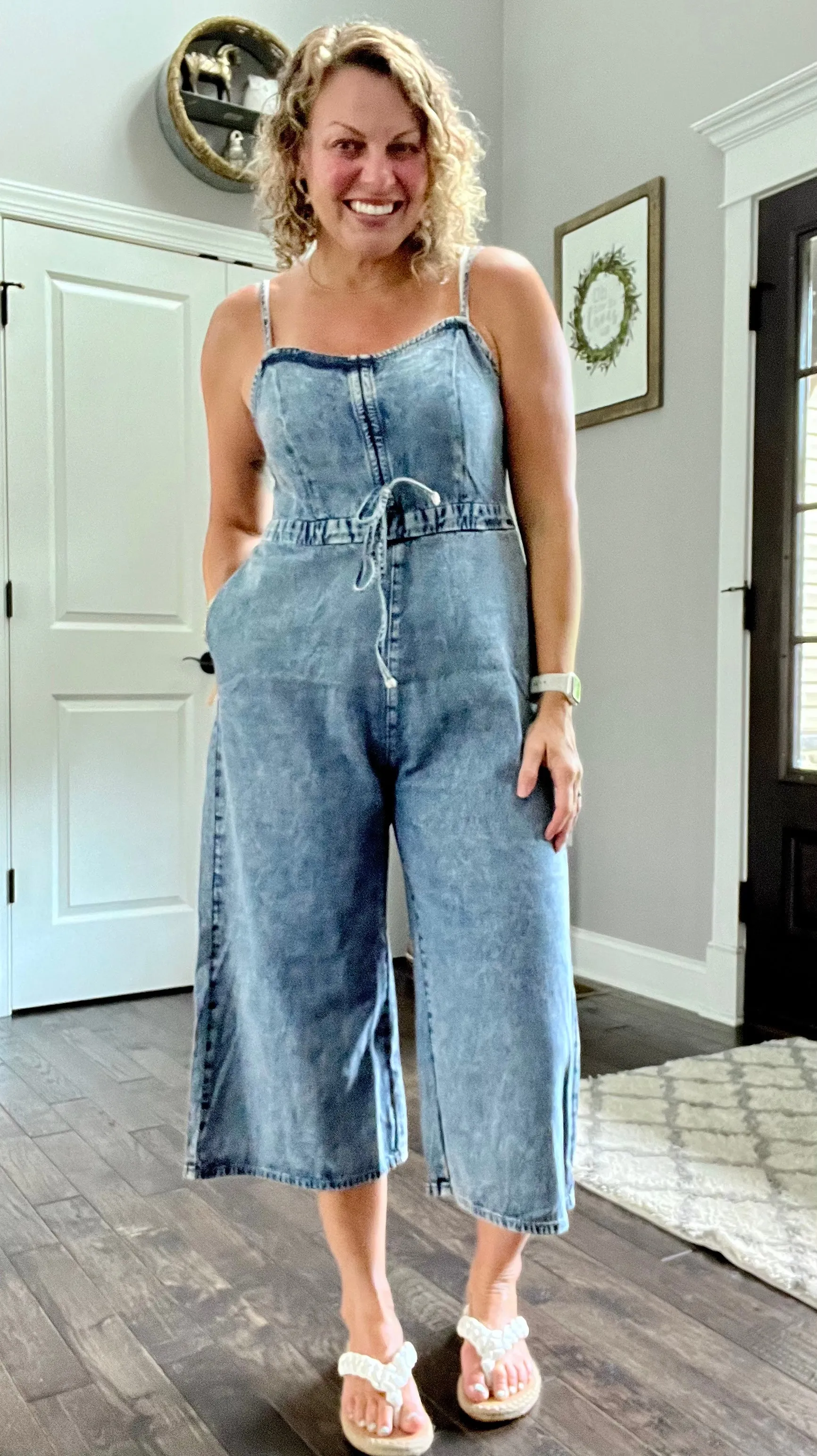 Sweetheart denim romper