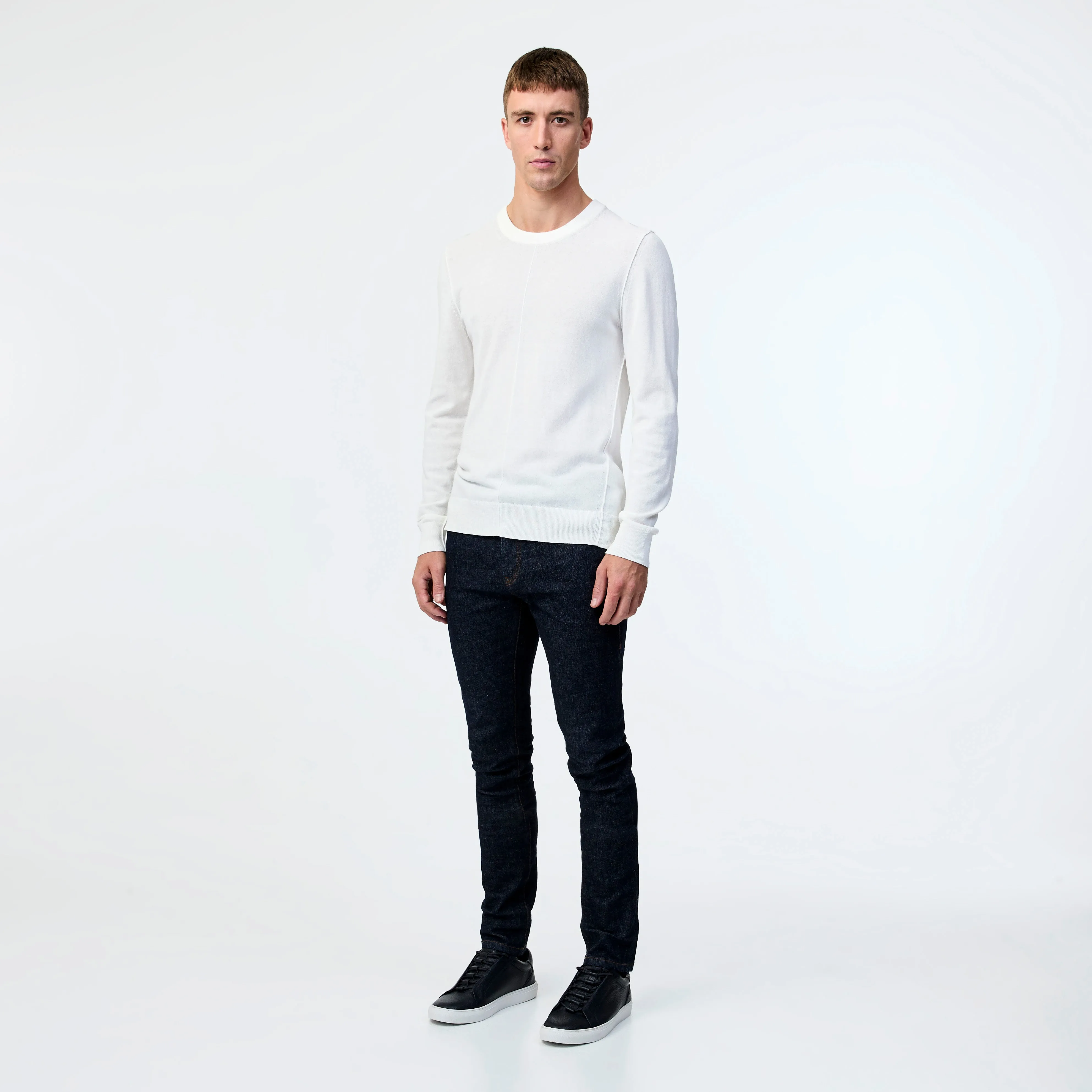 Tech Cotton Seamed Sweater White