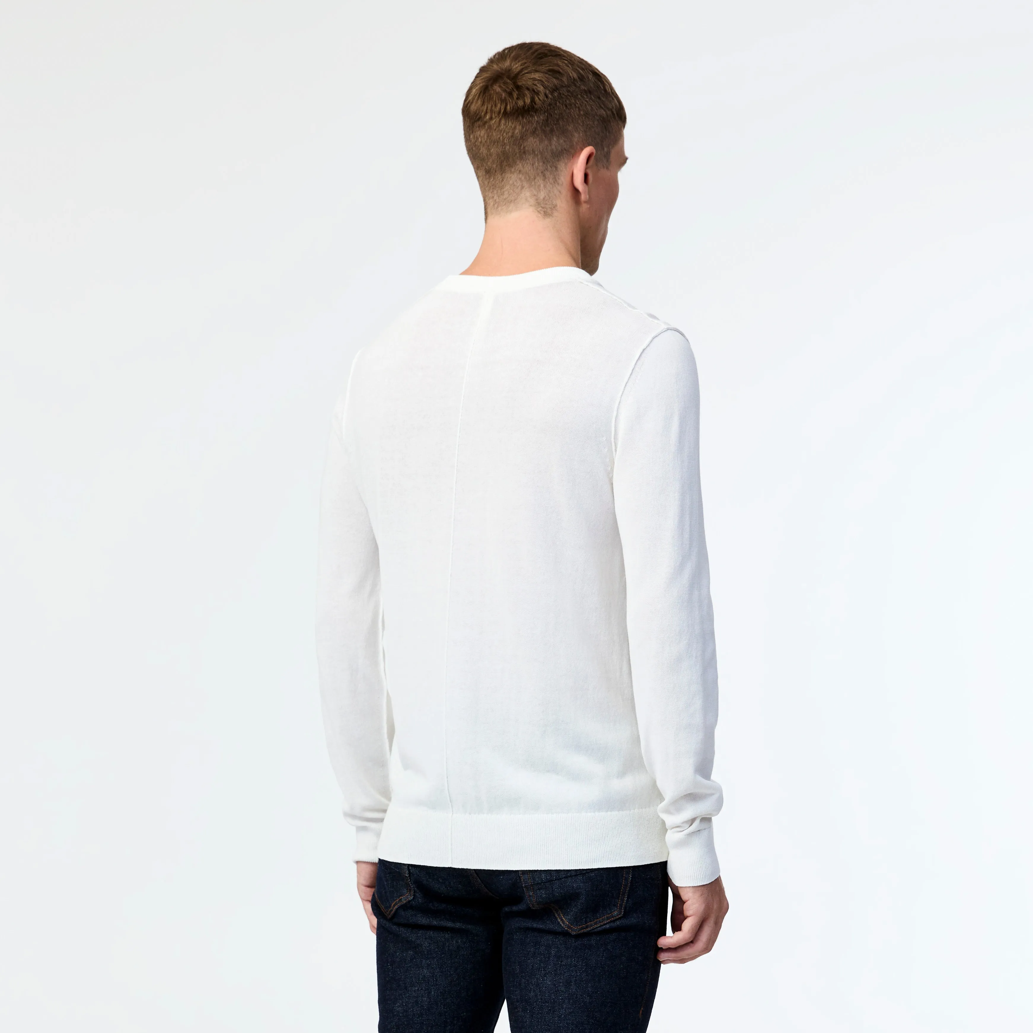 Tech Cotton Seamed Sweater White
