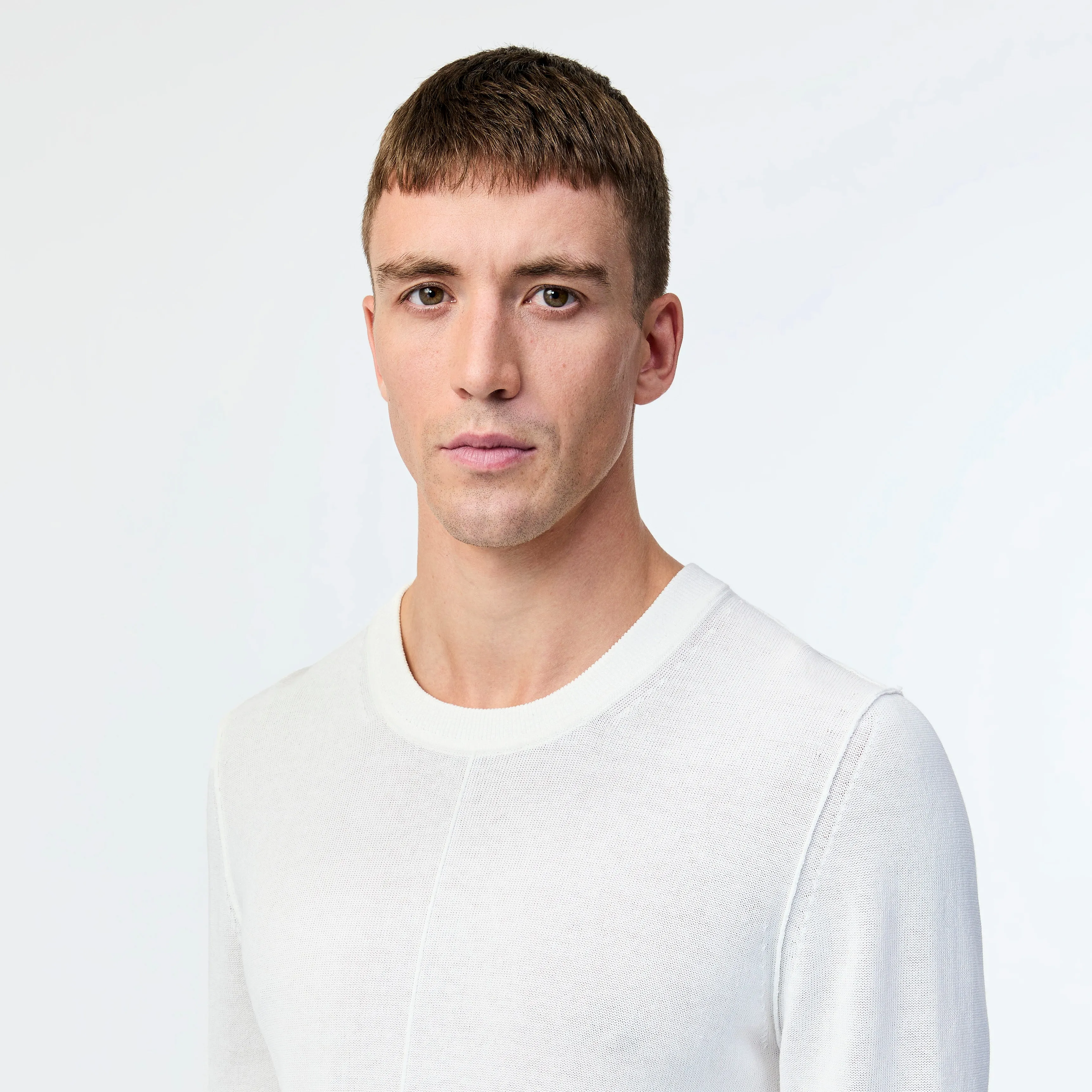 Tech Cotton Seamed Sweater White