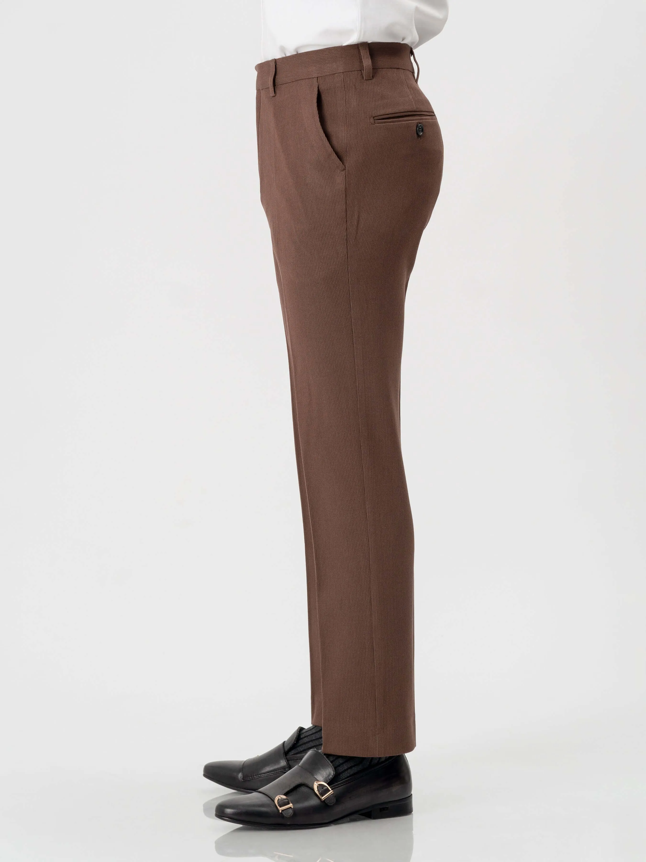 Trousers With Belt Loop - Corduroy Coffee (Slim Straight)